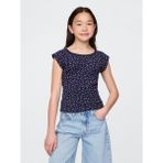 GAP Kız Çocuk Lacivert Dantel Yaka Pointelle T-shirt
