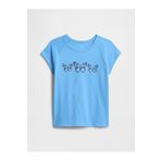 GAP Kız Çocuk Mavi Grafik Baskılı T-Shirt