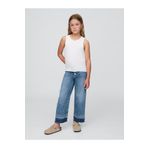 GAP Kız Çocuk Mavi High Rise Stride Wide-Leg Ankle Jean Pantolon