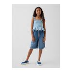 GAP Kız Çocuk Mavi Low Rise UltraSoft Easy Longline Denim Şort