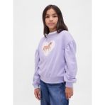 Gap Kız Çocuk Mor Relaxed Flippy-Sequin Grafikli Sweatshirt