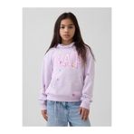 GAP Kız Çocuk Mor Relaxed Logo Fransız Havlu Kumaş Sweatshirt