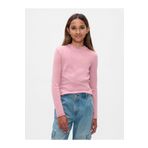 GAP Kız Çocuk Pembe Fitilli Mockneck Yaka T-Shirt