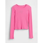 Gap Kız Çocuk Pembe Fitilli Pointelle T-Shirt - 2XL