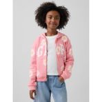 Gap Kız Çocuk Pembe Relaxed Gap Logo Fransız Havlu Kumaş Fermuarlı Sweatshirt - XL