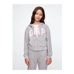 GAP Kız Çocuk Relaxed Gap Logo Fermuarlı Sweatshirt Gri