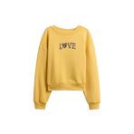 Gap Kız Çocuk Sarı Oversized Bisiklet Yaka Sweatshirt - 2XL