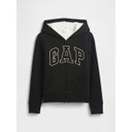 Gap Kız Çocuk Siyah Logo Kapüşonlu Sherpa Fermuarlı Sweatshirt Uzun Kollu Kanguru Cep - 8 Yaş