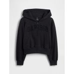 GAP Kız Çocuk Siyah VintageSoft Terry Oversized Crop Logo Fermuarlı Sweatshirt