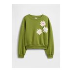 Gap Kız Çocuk Yeşil Oversized Grafik Sweatshirt