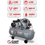 GAP Kompresör Hava Kompresörü Pistonlu 100 Lt 2 Kafa 8 Bar 2 Hp GP100