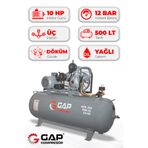 GAP KOMPRESÖR Hava Kompresörü Pistonlu 500LT 3 Kafa 12 Bar 10HP GPK390