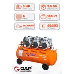 GAP KOMPRESÖR Hava Kompresörü Sessiz Ve Yağsız 100lt Gps750x3