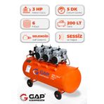 GAP KOMPRESÖR Hava Kompresörü Sessiz Ve Yağsız 200lt Gps750x3/200