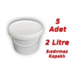 Gaptaş 2 Lt Plastik Kapaklı Kova Hobi Boya Gıda Yoğurt Kovası Beyaz 5 Adet