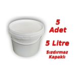 Gaptaş 5 Lt Plastik Kapaklı Kova Hobi Boya Gıda Yoğurt Kovası Beyaz 5 Adet