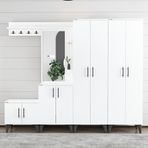 Garaj Home 8 Kapaklı Aynalı Raflı Portmanto Beyaz