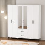 Garaj Home Beyaz Doğa 6 Kapaklı 2 Çekmeceli Aynalı Dolap