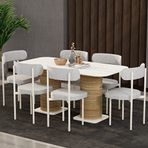 Garaj Home Bohem Amalfi Aytaşı Beyaz 80x160 cm Yemek Masası Takımı