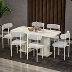 Garaj Home Bohem Amalfi Traverten Beyaz 80x160 Yemek Masası Takımı