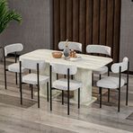 Garaj Home Bohem Traverten Siyah 80x160 cm Yemek Masası Takımı