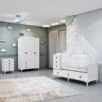 Garaj Home Elfin Yıldız 4 Kapaklı Asansörlü Bebek Odası Takımı Mavi Kombinli Uyku Seti