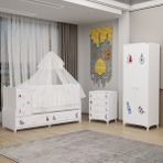 Garaj Home Melina Yıldız 2 Kapaklı Bebek Odası + Yatak + Uyku Seti - Denizci - Beyaz