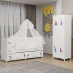 Garaj Home Melina Yıldız 2 Kapaklı Dolap Takım + Yatak + Uyku Seti - Denizci - Beyaz