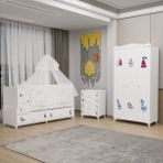 Garaj Home Melina Yıldız 3 Kapaklı Bebek Odası + Yatak + Uyku Seti - Denizci - Beyaz