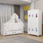 Garaj Home Melina Yıldız 3 Kapaklı Dolap Takım + Yatak + Uyku Seti - Denizci - Beyaz