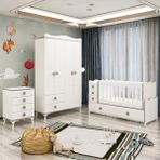 Garaj Home Melina Yıldız 4 Kapaklı Bebek Odası Takımı - Gri - Beyaz
