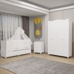 Garaj Home Melina Yıldız 4 Kapaklı Bebek Odası Uyku Seti - Beyaz Beyaz