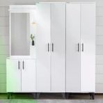 Garaj Home Modern 6 Kapaklı 7 Raflı Aynalı Portmanto Beyaz