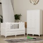 Garaj Home Öykü 3 Kapaklı Dolap ve 5 Çekmeceli 60X120 Country Beşik - Beyaz