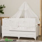 Garaj Home Öykü 5 Çekmeceli 60X120 Country Beşik Kombin - Beyaz