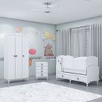 Garaj Home Sude Asansörlü Yıldız 3 Kapaklı Bebek Odası Takımı Beyaz Kombinli Uyku Seti