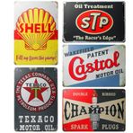 Garaj Metal Levhalar Retro, 5'li Set Sac Levha Retro 20x30CM Metal Poster Atölye Sac Levha Benzin Duvar Levhası Motor Yağı Metal Levha Motosiklet Metal Levha, Araba At