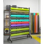 Garaj ve Araba Güzellik Salonu için Hareketli Vinil Sarma Vitrin - Duvar Kağıdı/Kumaş Ruloları için Ayarlanabilir 12 Çubuk Tutucu, 107 cm (42,1 inç) Depolama Çözümü