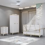 GarajHome Alya Gold Yıldız 3 Komodin Yatak ve Uyku Seti Kombinli Avangart Bebek Odası Takımı