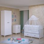GarajHome Elegant Gri Yıldız Yatak ve Uyku Seti Kombinli 2 Kapaklı Bebek Odası Takımı
