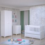 GarajHome Elegant Yıldız Beyaz 2 Kapaklı Bebek Odası Takımı