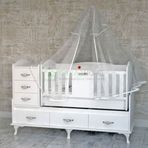 GarajHome Elfin 60x120 cm Uzayan Asansörlü Lüks Uyku Setli Beşik Kombini