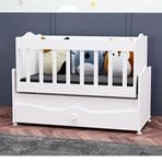 GarajHome İnci Beyaz Çekmeceli Sallanır Anne Yanı Bebek Beşik
