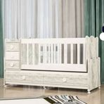 GarajHome Melina Antik Beyaz 60x120 cm 5 Çekmeceli Mdfli Büyüyen Beşik