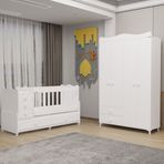 GarajHome Melina Yıldız 4 Kapaklı Beyaz Bebek Odası Dolabı
