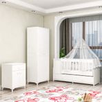 GarajHome Pırlanta Yıldız Beyaz Yatak ve Uyku Seti Kombinli 2 Kapaklı Bebek Odası Takımı