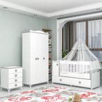 GarajHome Pırlanta Yıldız Gri Yatak ve Uyku Seti Kombinli 3 Kapaklı Bebek Odası Takımı