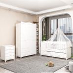 GarajHome Pırlanta Yıldız Yatak ve Uyku Seti Kombinli 4 Kapaklı Beyaz Bebek Odası Takımı