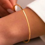 Garantili Gold Gerçek Altın Görünümlü İnce Ajda Ray Parlak Sade 1 Adet Bilezik Sınekbıt11488