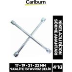 Garantili Istavroz Çelik Dört Kol Sabit 17 19 21 22MM 1.kalite 4'lü Nikelajlı Bijon Sökme Anahtarı